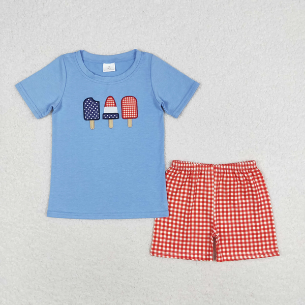 RTS kids clothing popsicle embroidery 4th of July patriotic clothing set