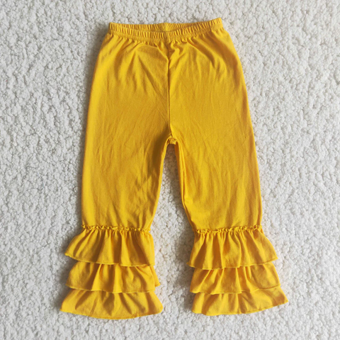 D10-19 RTS girl cotton yellow ruffles winter pants