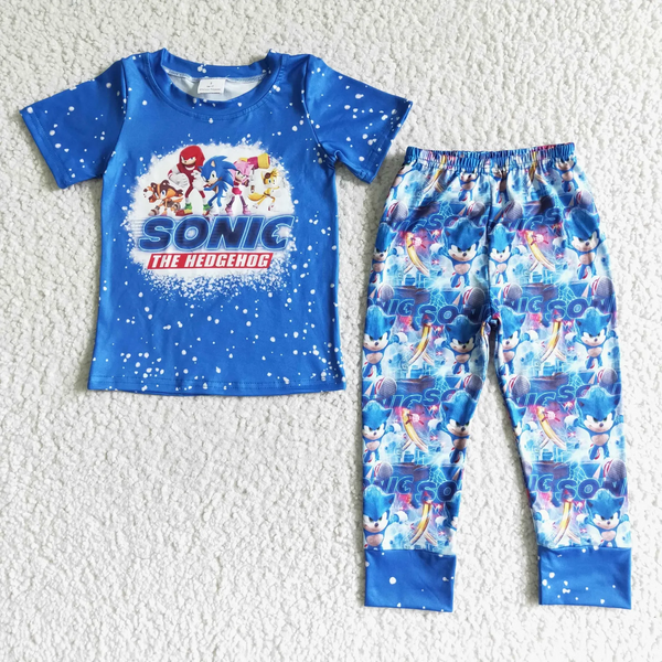 RTS kids clothes blue cartoon kids pants set matching clothes