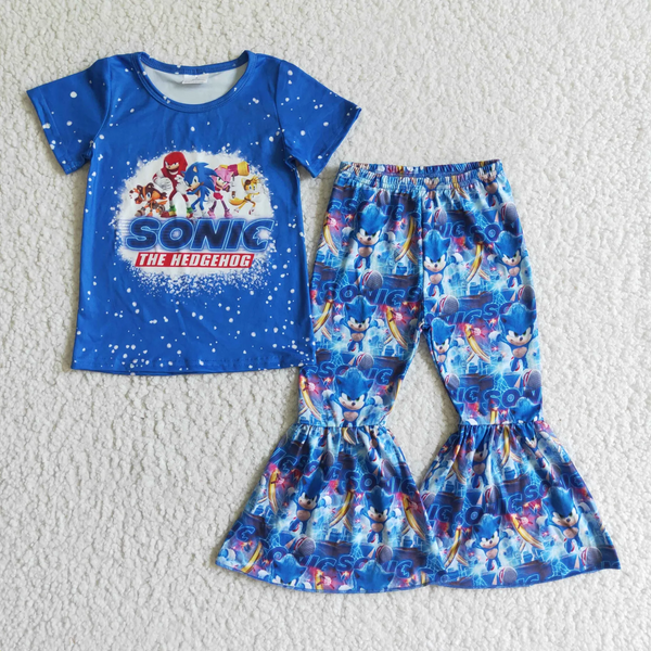 RTS kids clothes blue cartoon kids pants set matching clothes