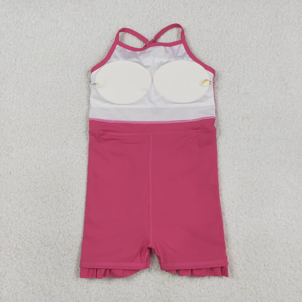 S0727 RTS toddler clothes hot pink girl yoga summer dress sports clothes