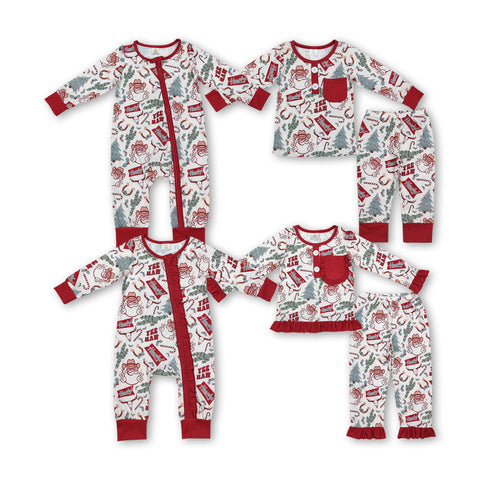 RTS baby christmas matching clothes santa claus winter pajamas set howdy western clothes-bamboo