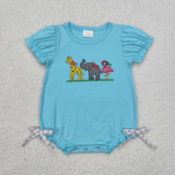 SR2124 RTS toddler girl clothes animal embroidery girl summer bubble romper