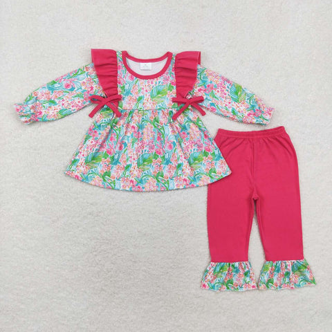 GLP1430 RTS toddler girl clothes pink floral girl  winter outfit