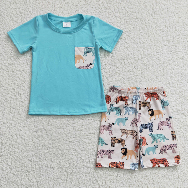 BSSO0119 baby boy clothes pocket tiger shorts set summer outfits-promotion 2024.6.29 $5.5