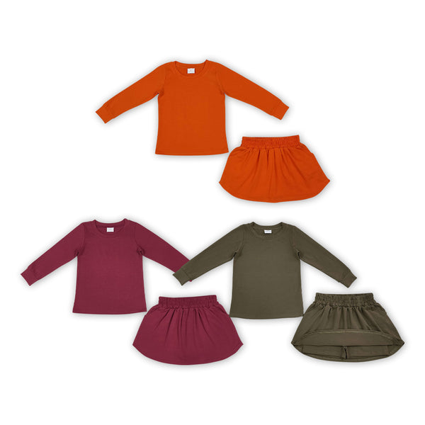 RTS Matching clothing kids fall solid toddler girl long sleeve top and skirt-2026.10.7