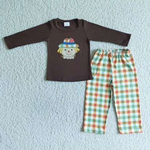 BLP0012 boy winter embroidery brown set