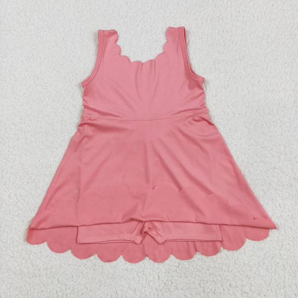 GSD2371 RTS girl clothes Coral girl summer dress yoga clothes atheletic clothes