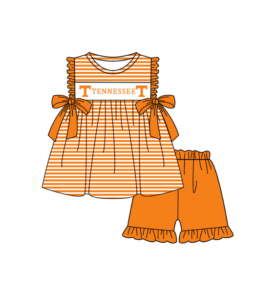Produce order MOQ:5pcs each design  kids state summer clothing set matching clothes milk silk 3