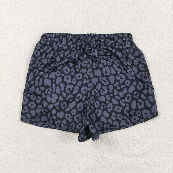 SS0471 RTS adult clothes black leopard print adult women summer yoga shorts atheletic clothes