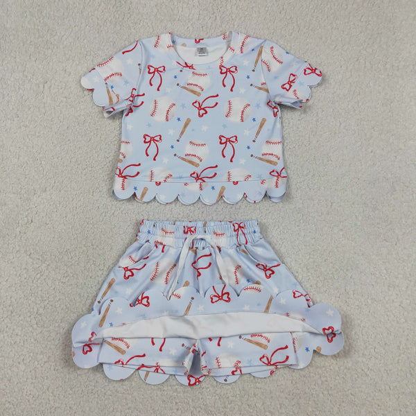 GSD3656 RTS toddler clothes baseball girl yoga summer set summer clothing set sports clothing
