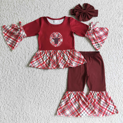 GLD0202 baby girl clothes red deer winter outfits