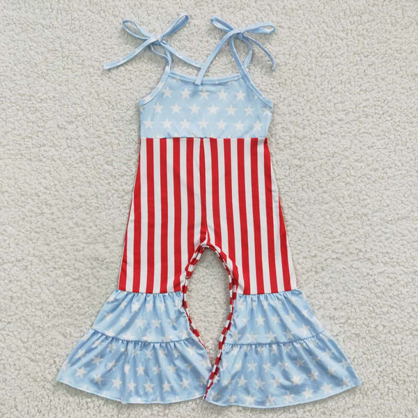 SR0385 kids clothes girls 4th of July summer girl jumpsuit