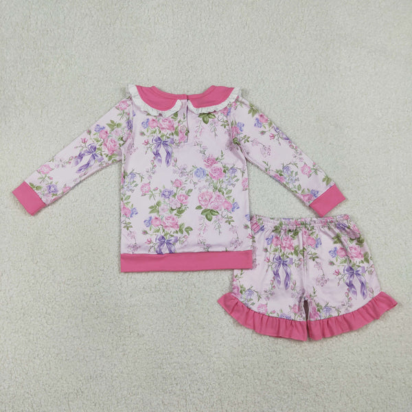 GLS0082 RTS  toddler girl clothes floral girl summer set skirt outfit