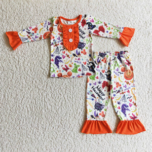 GLP0127 orange cartoon sleepwear girl halloween pajamas