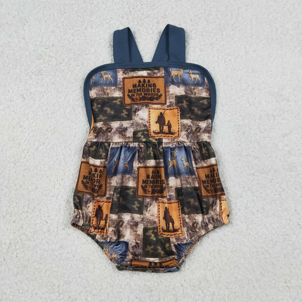 SR3925 RTS baby boy clothes hunting print toddler boy summer bubble western clothes