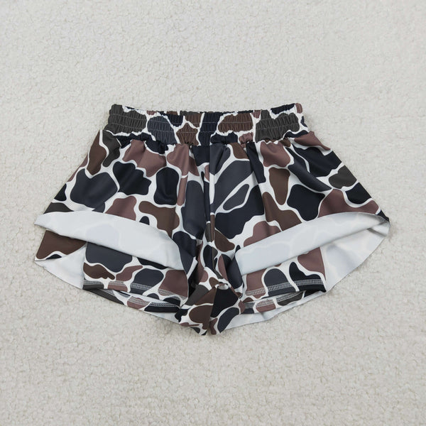 SS0773 RTS baby girl clothes camo print girl yoga summer shorts sports clothing