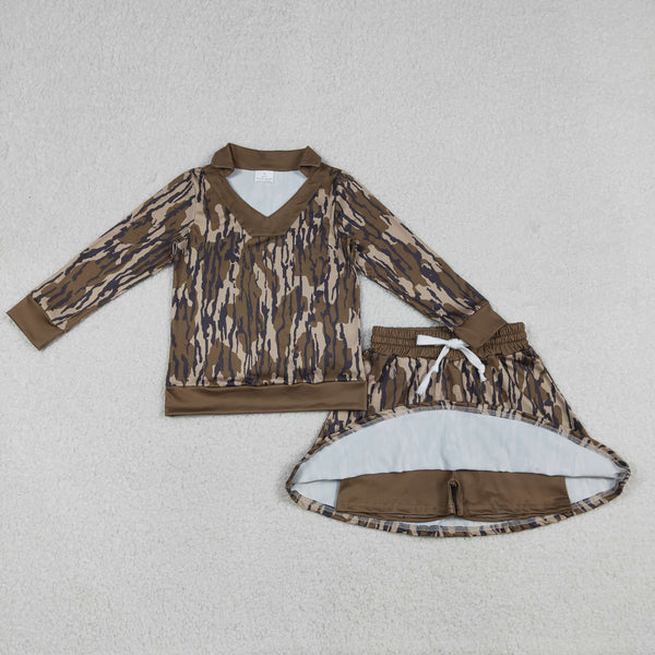 GLD1478 RTS baby girl clothes camo print toddler girl skirt outfit