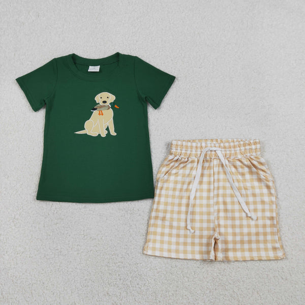 BSSO1636 RTS baby boy clothes hunting toddler boy summer embroidery outfit