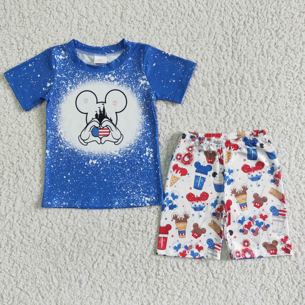 kids summer july 4th matching cartoon clothes