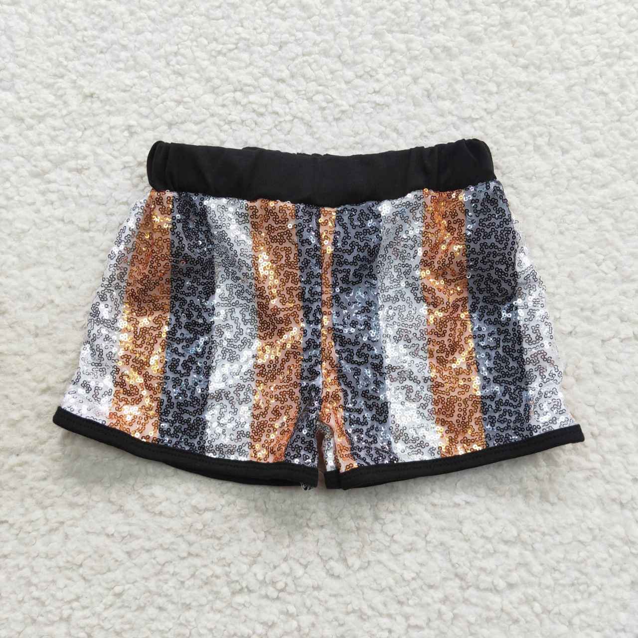 SS0117 kids clothes girls stripe Mardi Gras purple gold sequin shorts