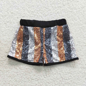 SS0117 kids clothes girls stripe Mardi Gras purple gold sequin shorts