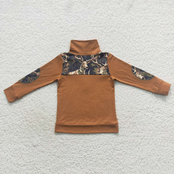 BT0305 toddler girl clothes brown deer camo hunting winter zipper top-promotion 2024.12.14 $5.5