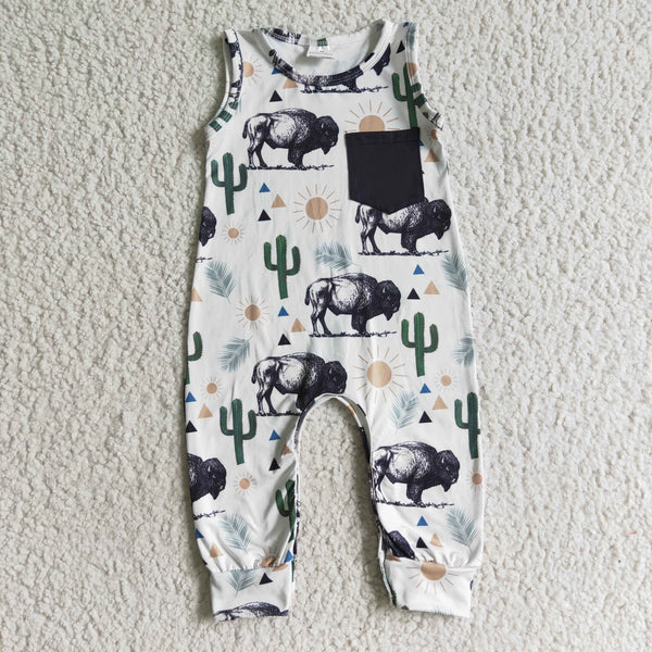 SR0071 girl cactus sleeveless romper