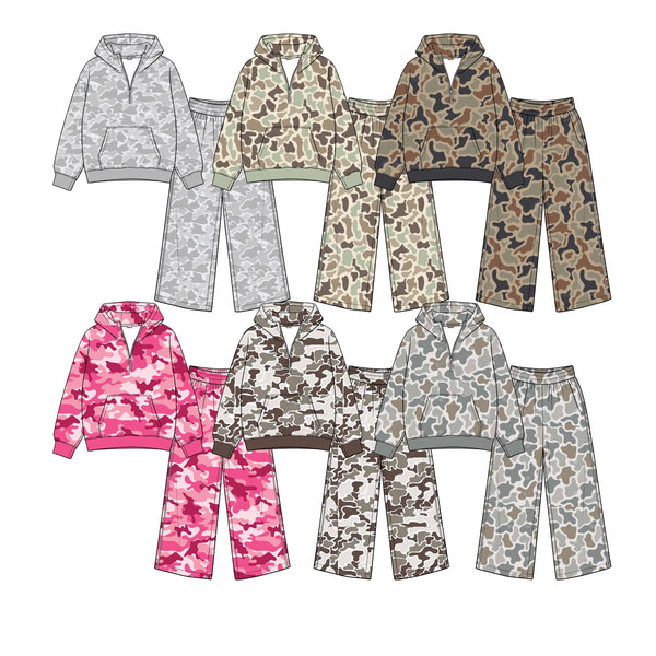 Preorder MOQ 5 pcs Each Style Hunting Camo Hoodie Girls Set-2026.8.26
