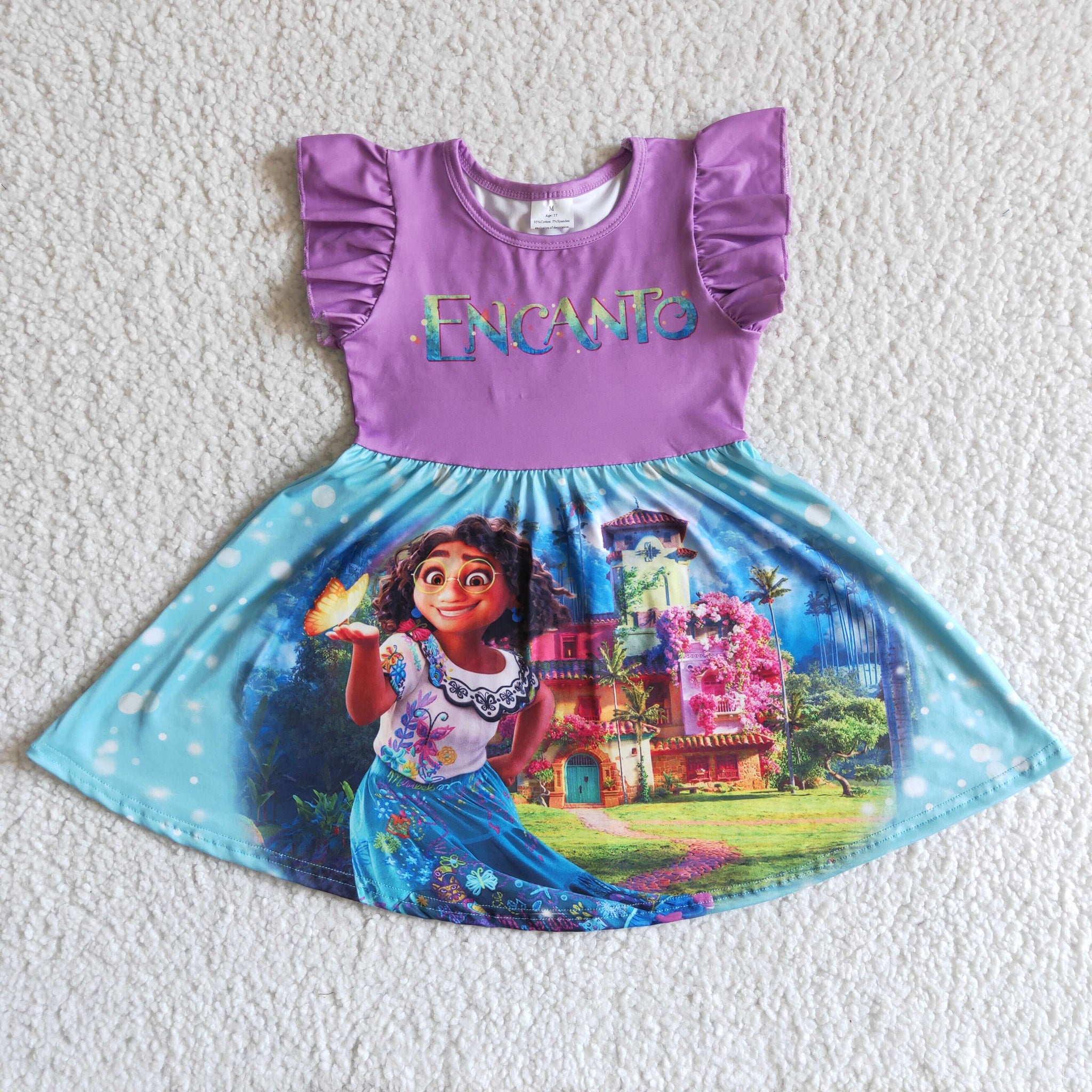 GSD0014 girl cartooon summer flutter sleeve purple dress--promotion 2025.2.8 $2.99