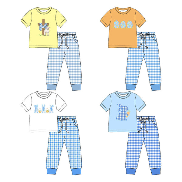 MOQ:5 pcs pre-order Each Style Easter Bunny Plaid Kids Matching Clothes-2026.8.28