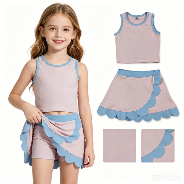RTS GSD4010 toddler clothes pink blue girl summer yoga set kids girl atheletic dress outfit
