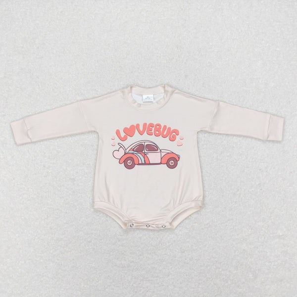 LR0833 baby gril clothes lovebug car girl valentines day bubble