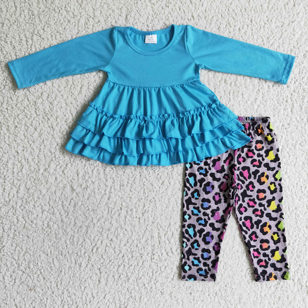 GLP0333 baby girl clothes blue leopard winter outfits