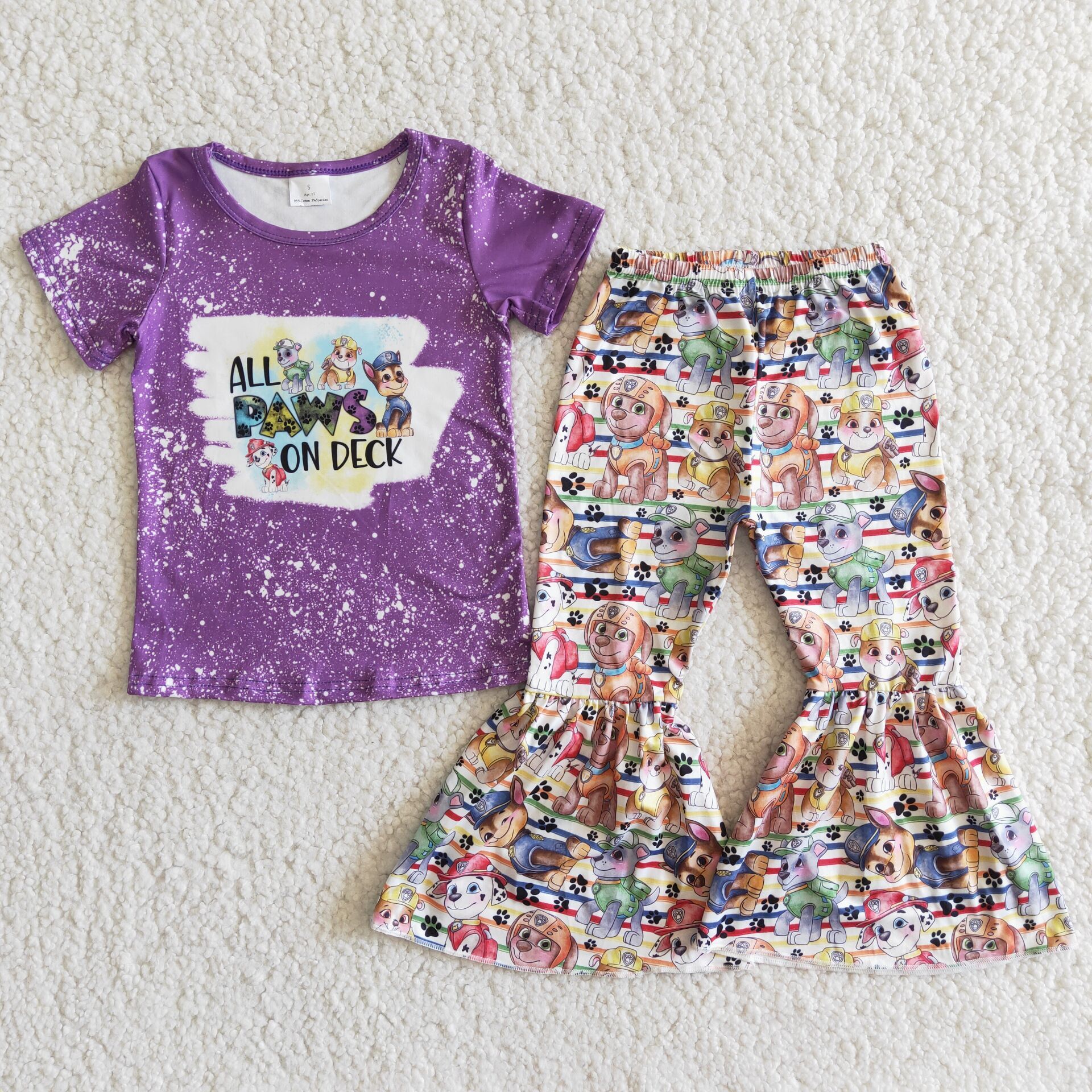 D12-5 RTS girl purple cartoon short sleeve fall spring set-promotion 2024.10.5 $2.99