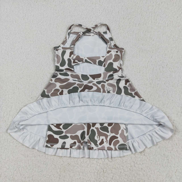 GSD2310 RTS girl clothes camo girl summer dress yoga clothes atheletic clothes