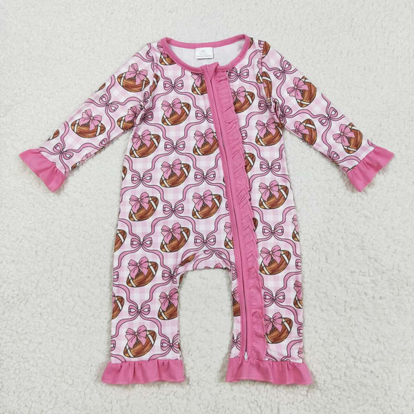 LR2361 RTS baby girl clothes football girl winter  romper zip romper