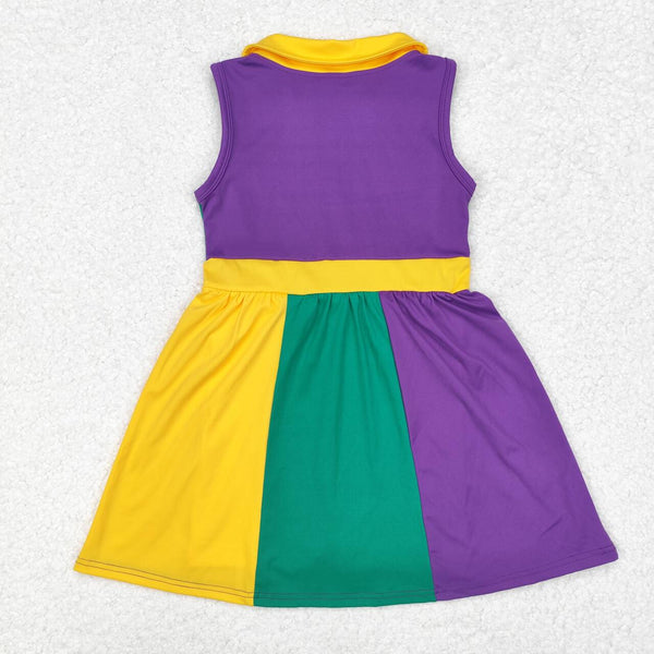 GSD1434 RTS toddler girl clothes mardi gras girl summer yoga dress