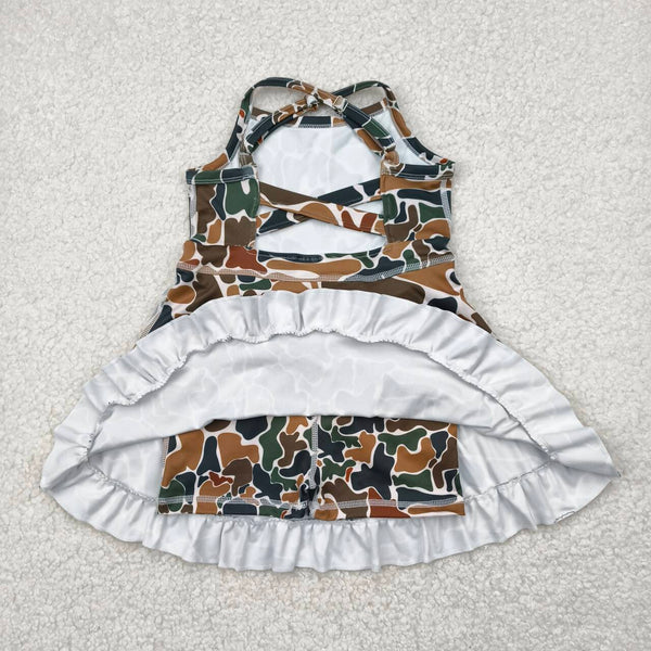 GSD2309 RTS toddler girl clothes camo girl summer dress yoga clothes athletics sport clothes
