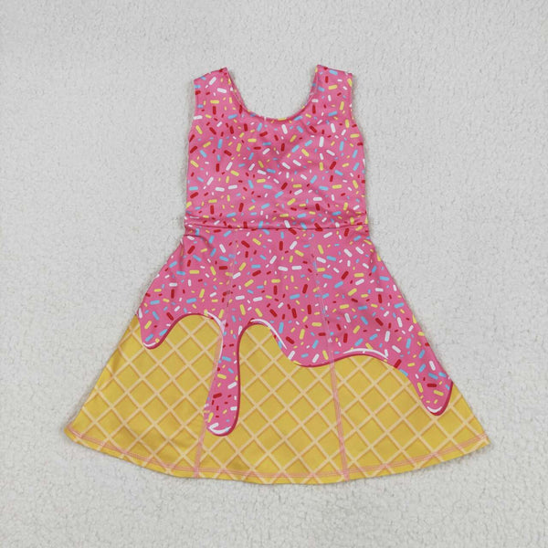 GSD2417 RTS girl clothes ice cream girl summer dress yoga clothes atheletic clothes