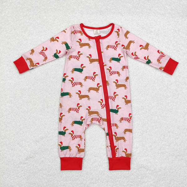 LR1081 RTS baby girl clothes dog toddler girl xmas winter romper