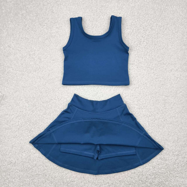 GSD1986 RTS girl clothes navy girl summer set yoga clothes