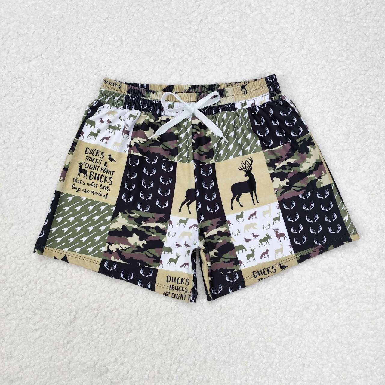 S0467 3-6M to 6-7T  RTS baby boy clothes deer camo boy summer swim shorts