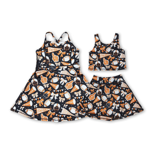 RTS baby clothes baby girl summer set black go team print baby summer yoga set-2025.8.25