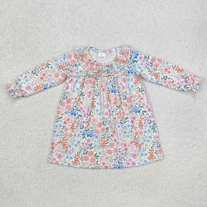 GLD0982 RTS toddler girl clothes floral girl winter dress