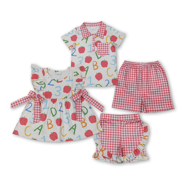 RTS Matching clothing kids apple print clothing baby back to school summer clothing-2026.4.30