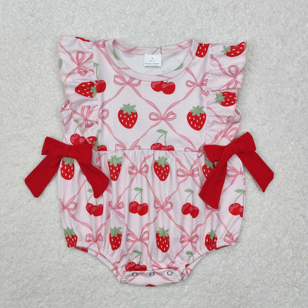 SR2295 USA warehouse 25.5.14-1 girl clothes bow strawberry grandmillennial baby summer bubble