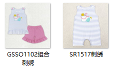 RTS girl summer matching clothes sailboat embroidery girl summer clothes-embroidery
