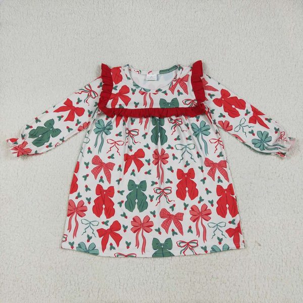 GLD1046 RTS toddler clothes bows baby girl winter christmas dress