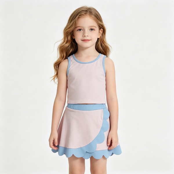 RTS GSD4010 toddler clothes pink blue girl summer yoga set kids girl atheletic dress outfit